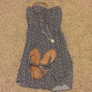 Strapless navy dress